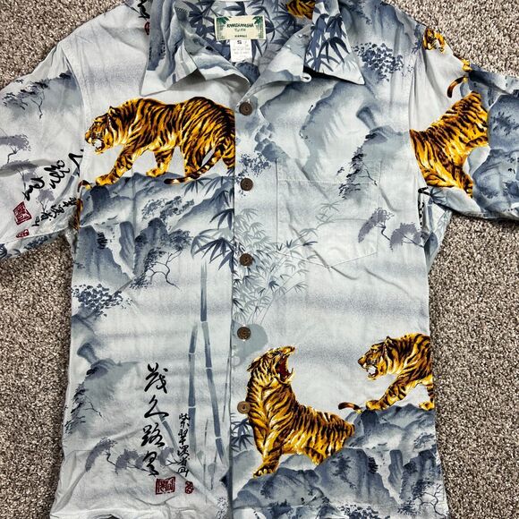 Blue and Orange Casual Button Down Shirt - Picture 1 of 15